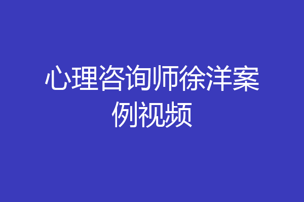 心理咨询师徐洋案例视频