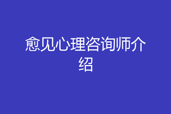 愈见心理咨询师介绍