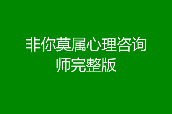 非你莫属心理咨询师完整版