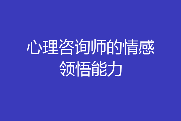 心理咨询师的情感领悟能力