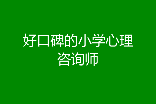 好口碑的小学心理咨询师