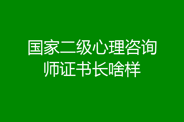 国家二级心理咨询师证书长啥样