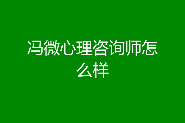 冯微心理咨询师怎么样
