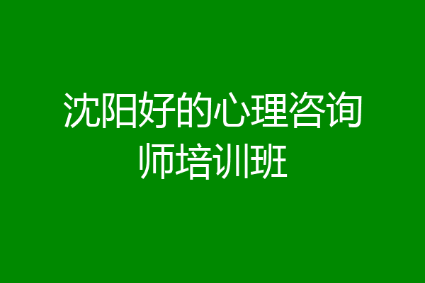 沈阳好的心理咨询师培训班