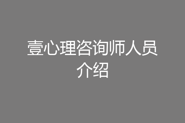 壹心理咨询师人员介绍
