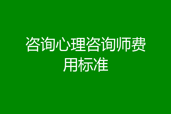 咨询心理咨询师费用标准