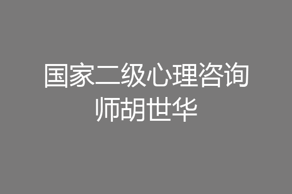 国家二级心理咨询师胡世华