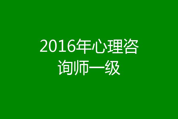 2016年心理咨询师一级