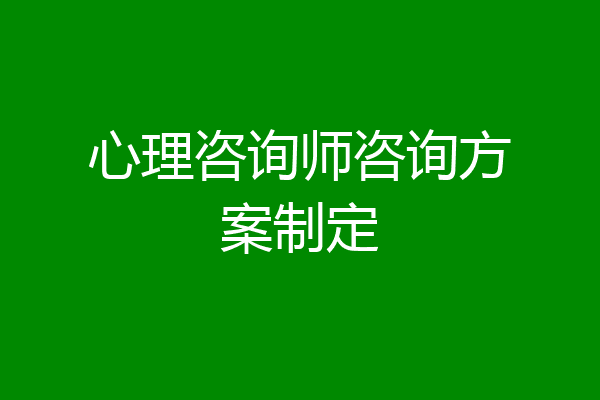 心理咨询师咨询方案制定