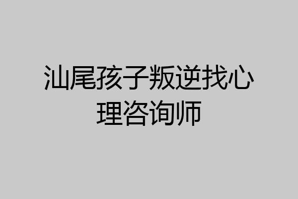 汕尾孩子叛逆找心理咨询师
