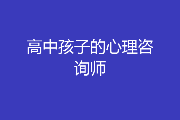 高中孩子的心理咨询师