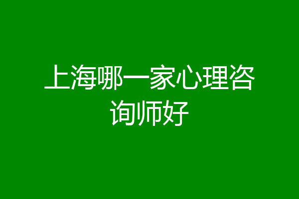 上海哪一家心理咨询师好