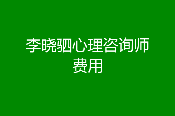 李晓驷心理咨询师费用