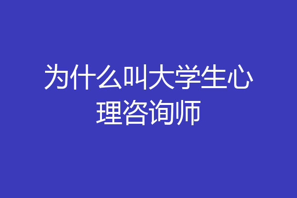 为什么叫大学生心理咨询师