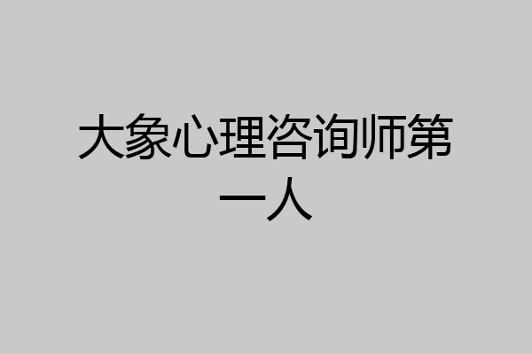 大象心理咨询师第一人
