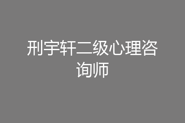 刑宇轩二级心理咨询师