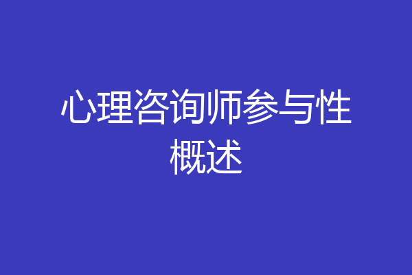 心理咨询师参与性概述