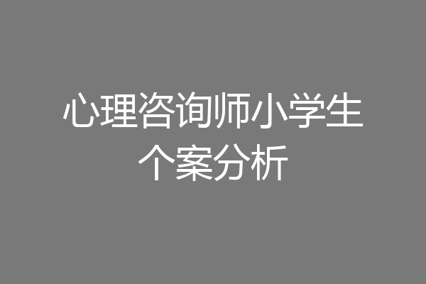 心理咨询师小学生个案分析