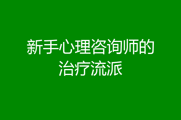 新手心理咨询师的治疗流派