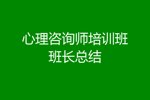 心理咨询师培训班班长总结