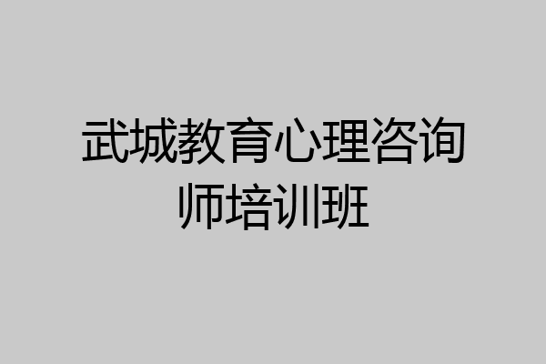 武城教育心理咨询师培训班