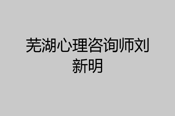 芜湖心理咨询师刘新明