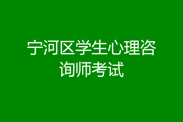宁河区学生心理咨询师考试