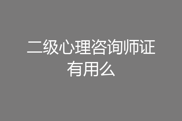 二级心理咨询师证有用么