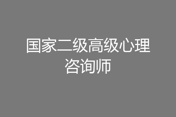 国家二级高级心理咨询师