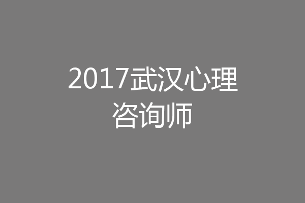 2017武汉心理咨询师