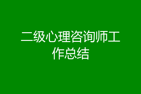 二级心理咨询师工作总结