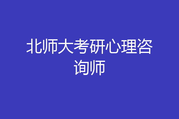 北师大考研心理咨询师