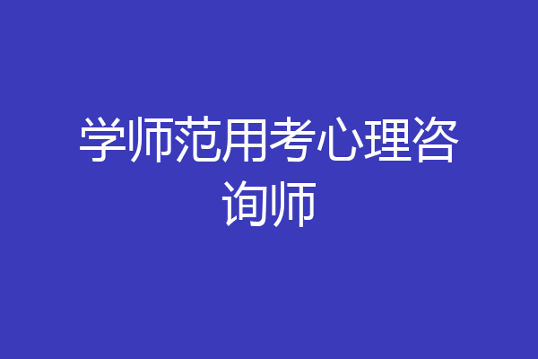 学师范用考心理咨询师