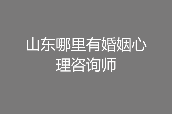 山东哪里有婚姻心理咨询师