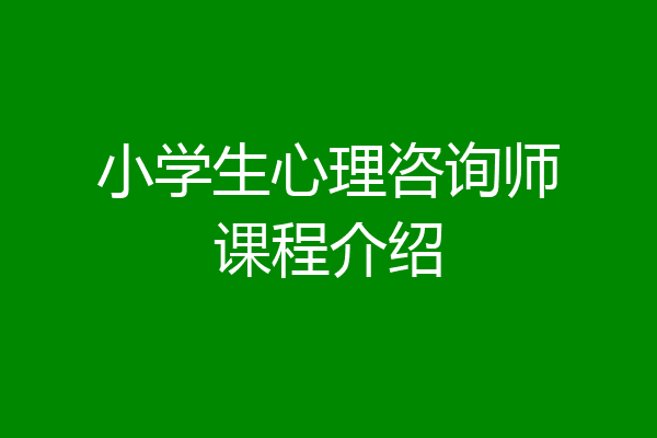 小学生心理咨询师课程介绍