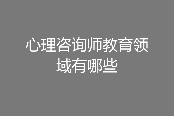 心理咨询师教育领域有哪些