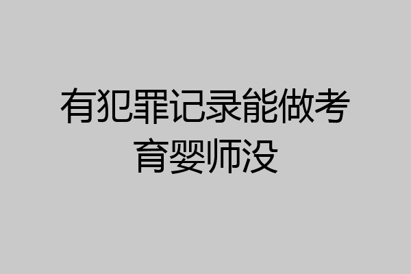 有犯罪记录能做考育婴师没