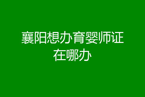 襄阳想办育婴师证在哪办