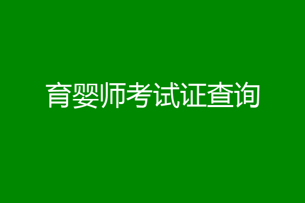 育婴师考试证查询