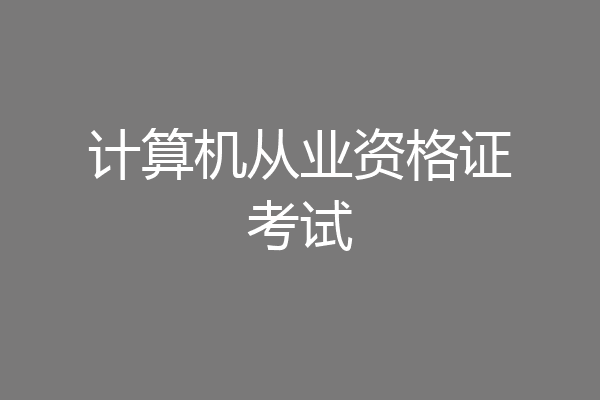 计算机从业资格证考试