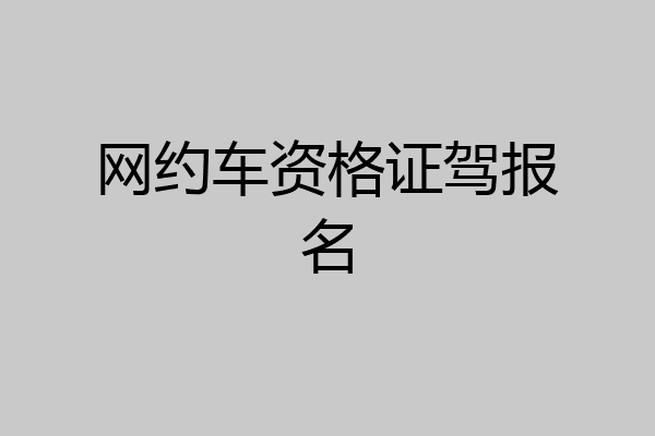网约车资格证驾报名