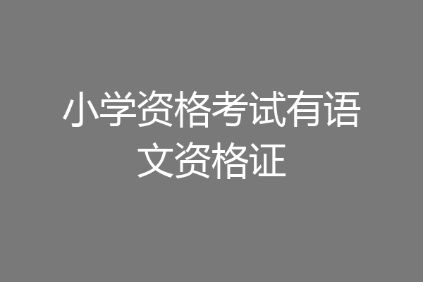 小学资格考试有语文资格证