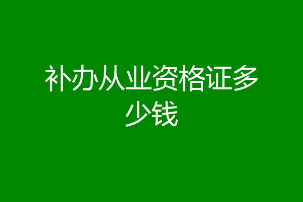 补办从业资格证多少钱