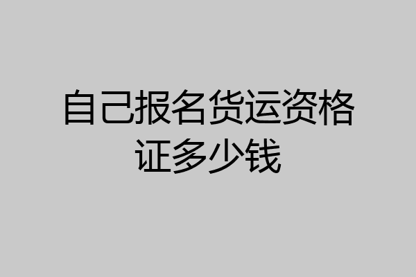 自己报名货运资格证多少钱