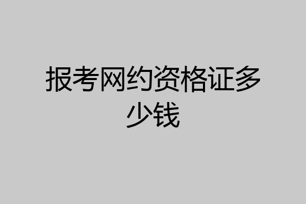 报考网约资格证多少钱