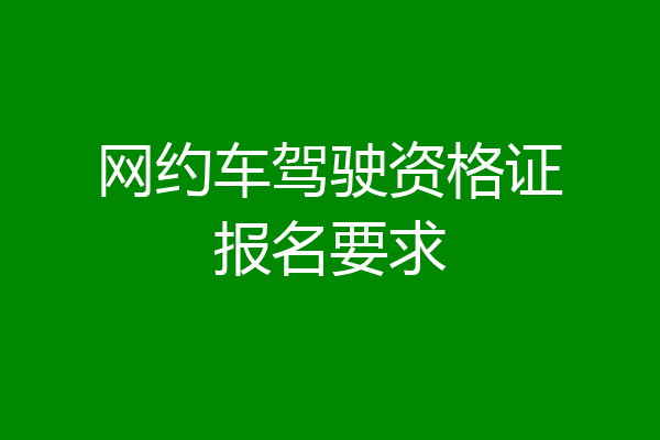 网约车驾驶资格证报名要求