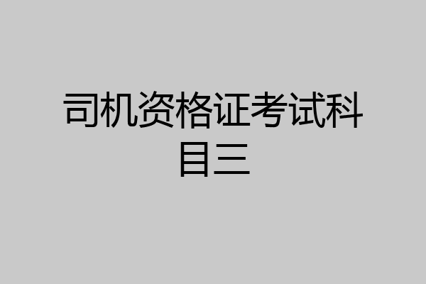 司机资格证考试科目三