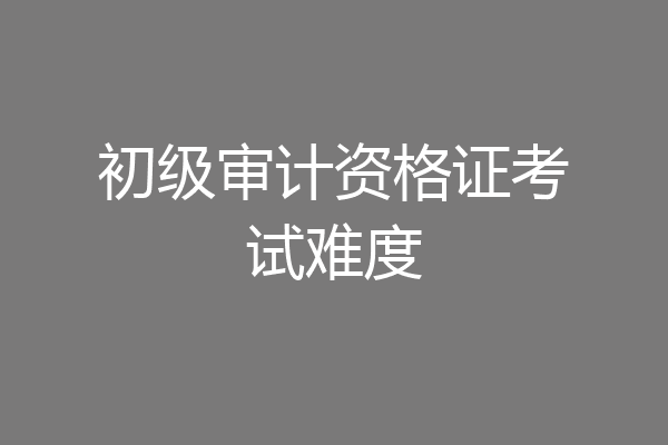 初级审计资格证考试难度