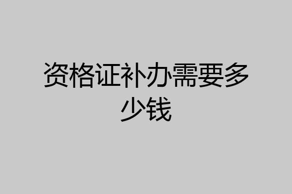 资格证补办需要多少钱