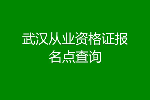武汉从业资格证报名点查询